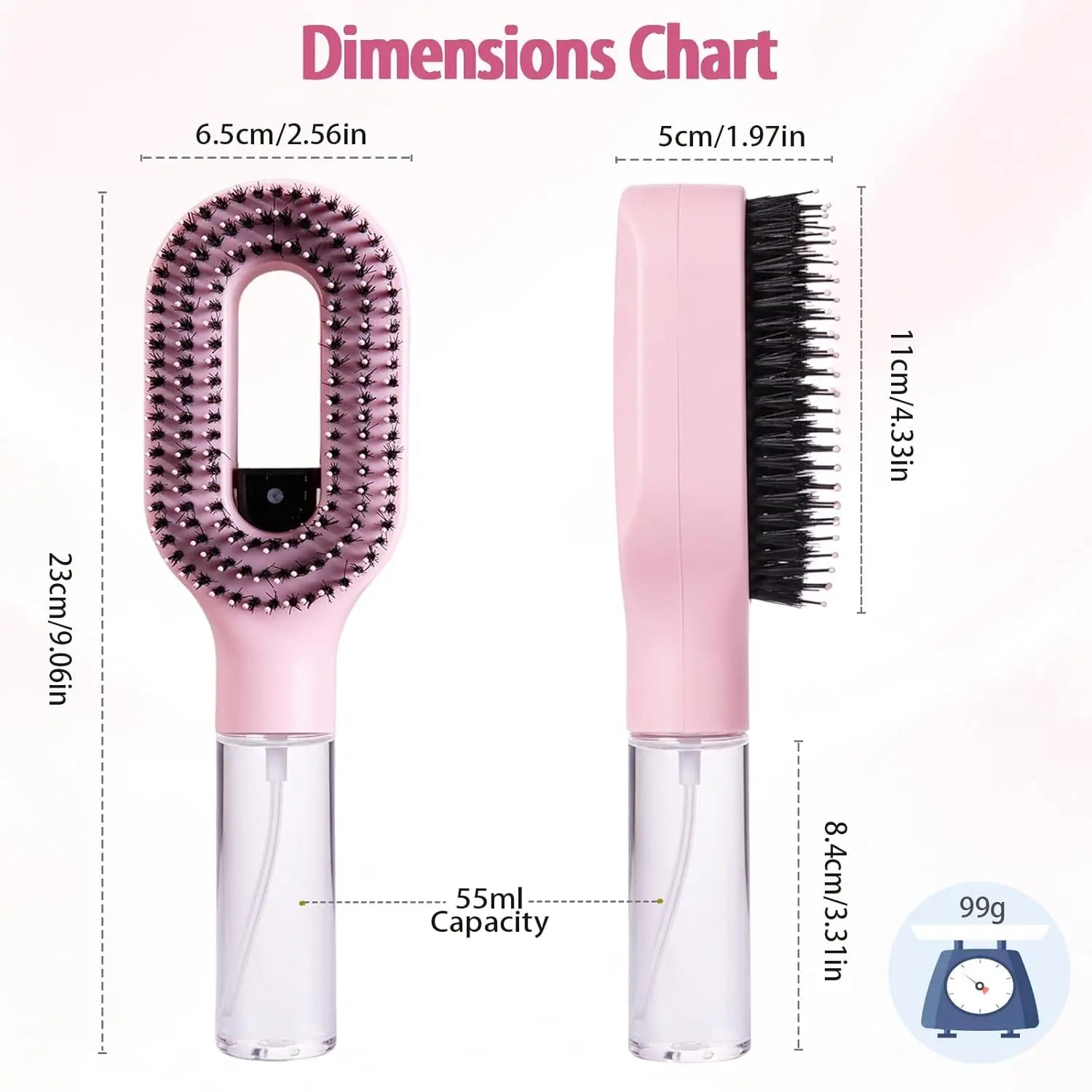 2-in-1 Detangling Hair Brush With Fine Mist Spray